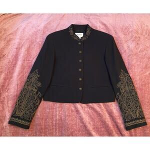 Vintage Ungaro 90s Y2K Cropped Military Jacket Blazer Soutache Sgt Peppers 8 40